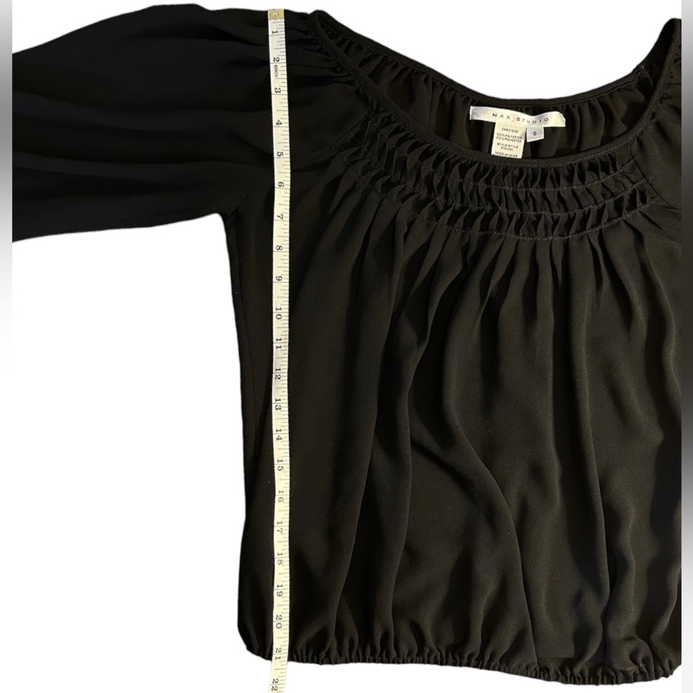 Peasant Flowy Blouse/Translucent/3/4 Sleeves Black (Size Small - Medium) EUC - Picture 9 of 12